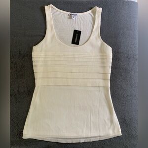 Express Cream Ribbed Fitted Tank Top